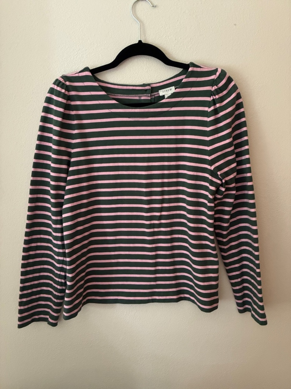 J. Crew Pink and Black Striped Long Sleeve Tee